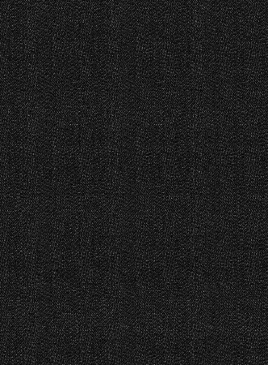 Italian Prato Black Herringbone Linen Suit - Image 8