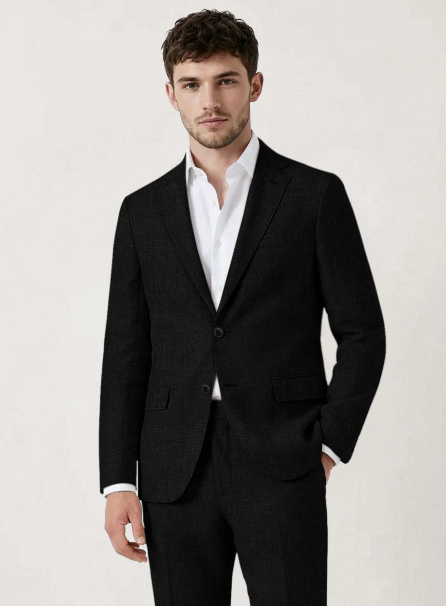 Italian Prato Black Linen Jacket - Image 2