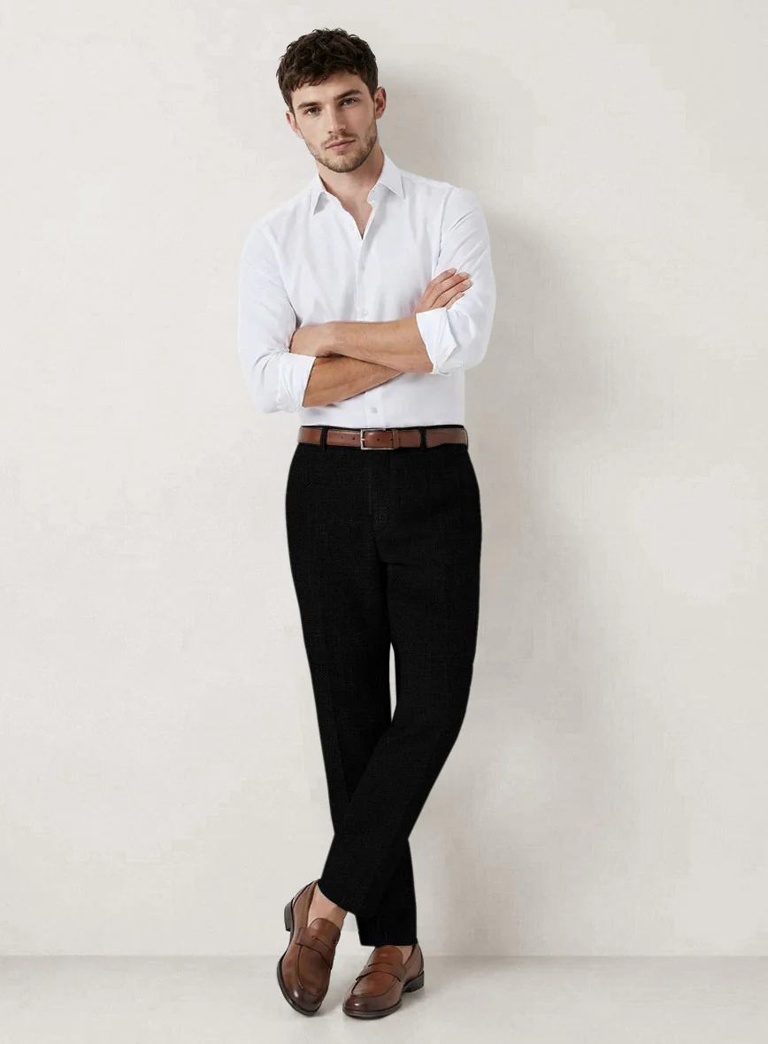 Italian Prato Black Linen Pants - Image 3