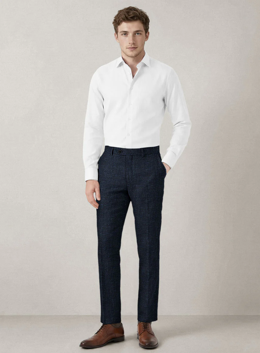 Italian Prato Blue Chambray Linen Pants - Image 3