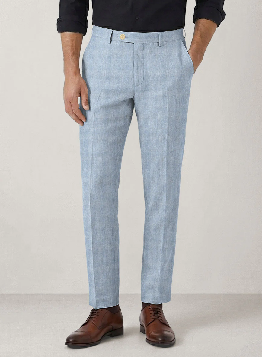 Italian Prato Blue Glen Linen Suit - Image 6