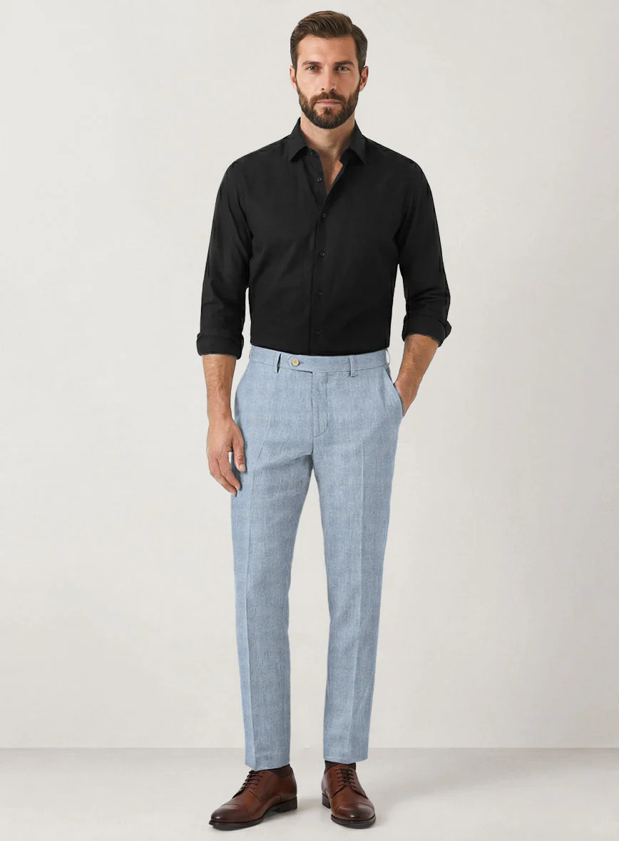 Italian Prato Blue Glen Linen Suit - Image 7