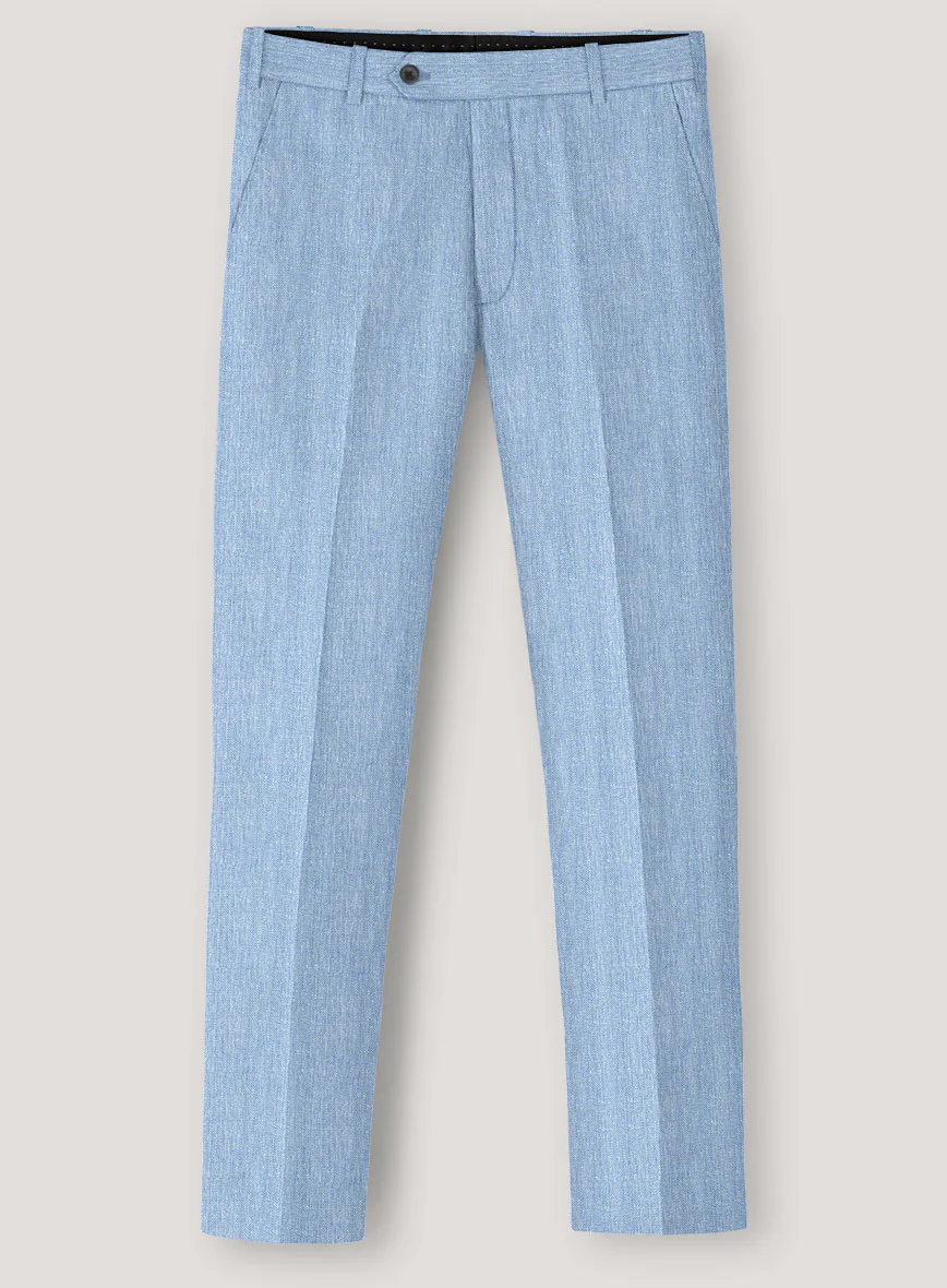 Italian Prato Blue Herringbone Linen Suit - Image 5