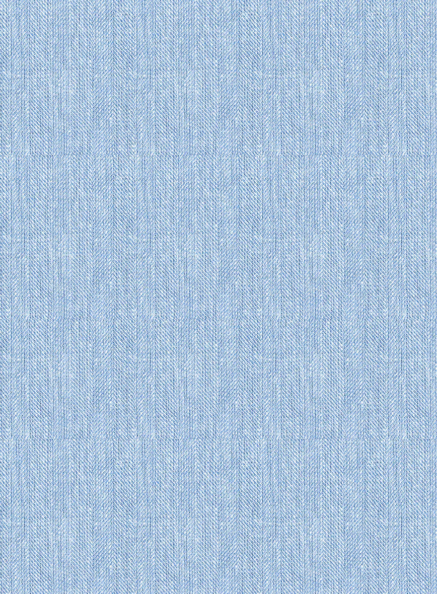 Italian Prato Blue Herringbone Linen Suit - Image 8