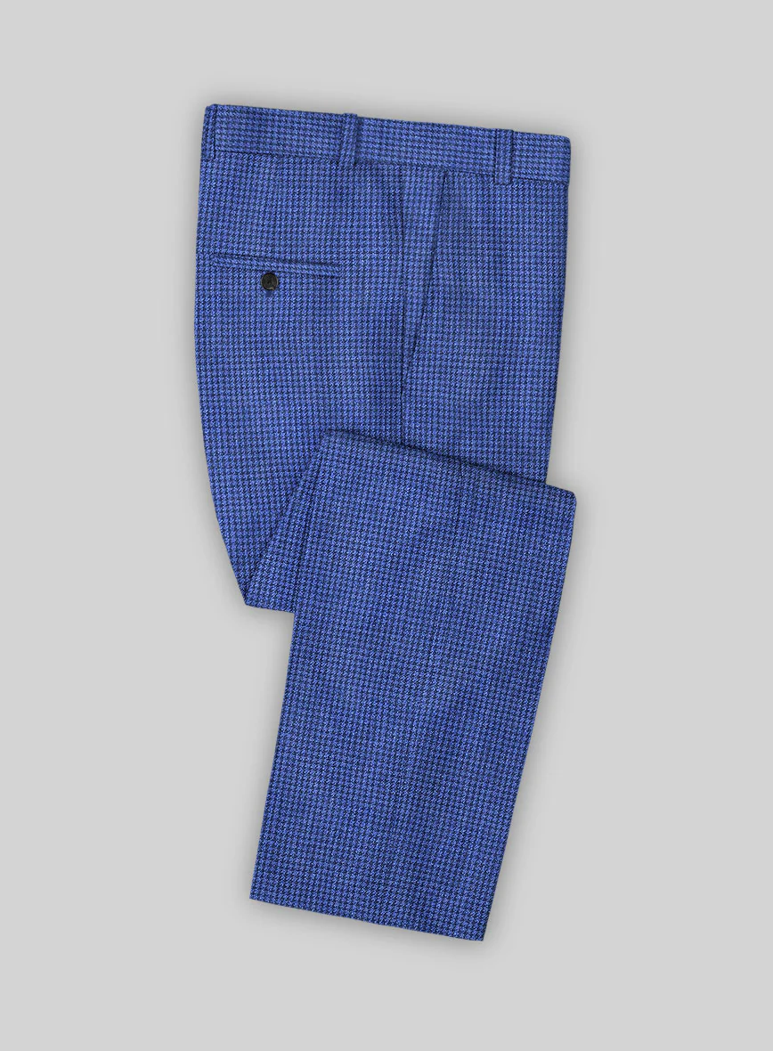 Italian Prato Blue Houndstooth Linen Suit - Image 4