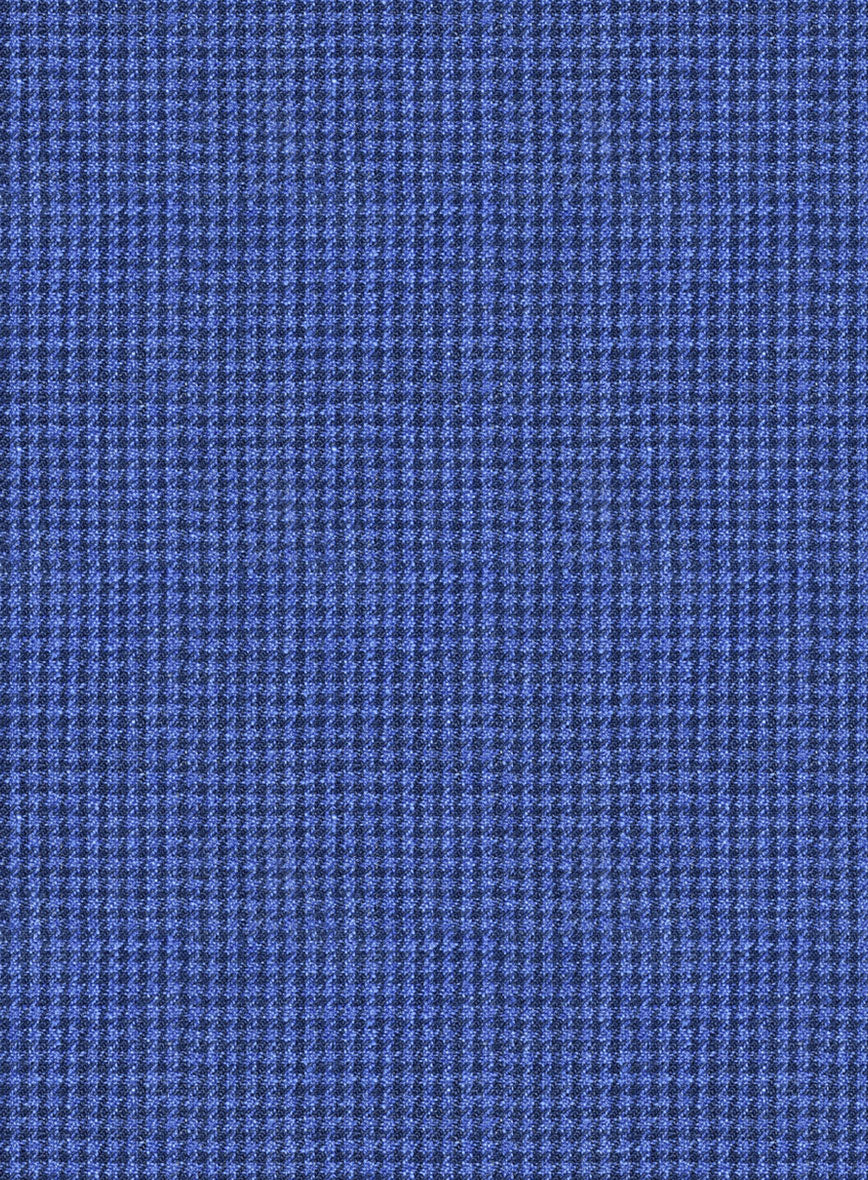 Italian Prato Blue Houndstooth Linen Suit - Image 5