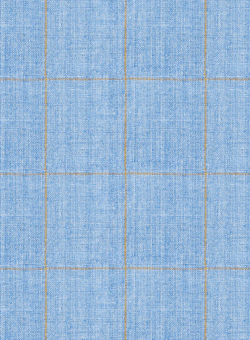 Italian Prato Blue Windowpane Linen Jacket - Image 3