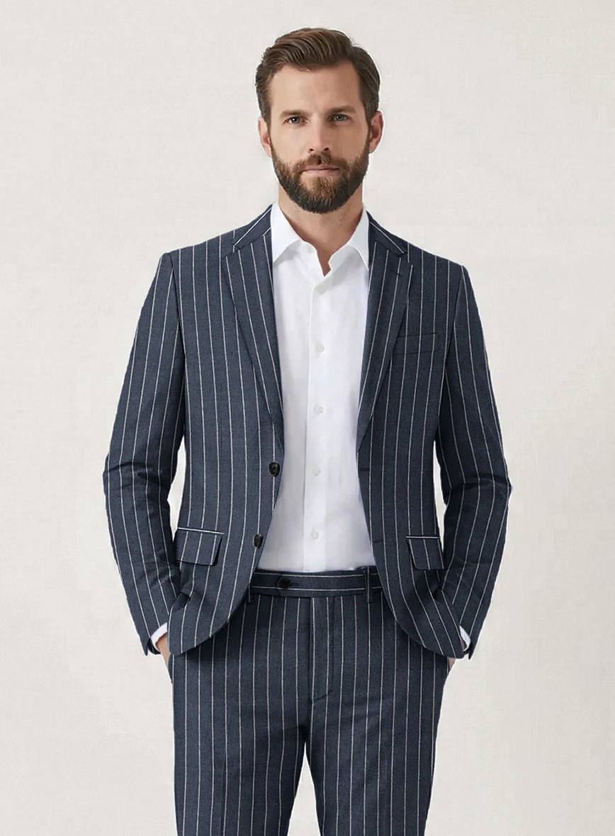 Italian Prato Bluecrest Stripe Linen Suit - Image 3