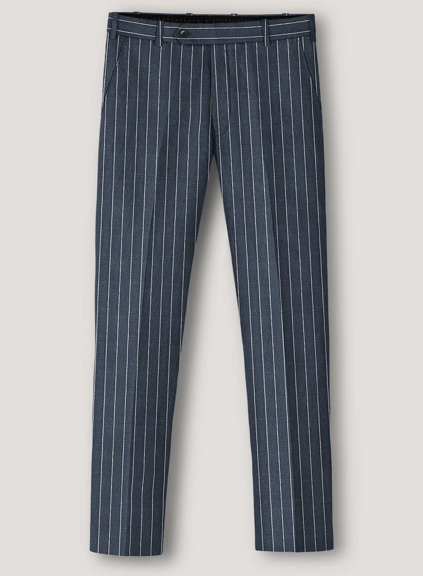 Italian Prato Bluecrest Stripe Linen Suit - Image 4