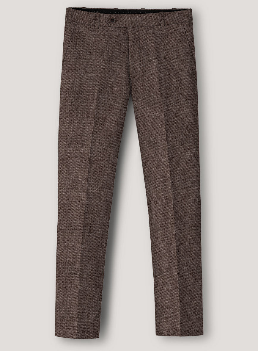 Italian Prato Brown Dobby Linen Pants - Image 2