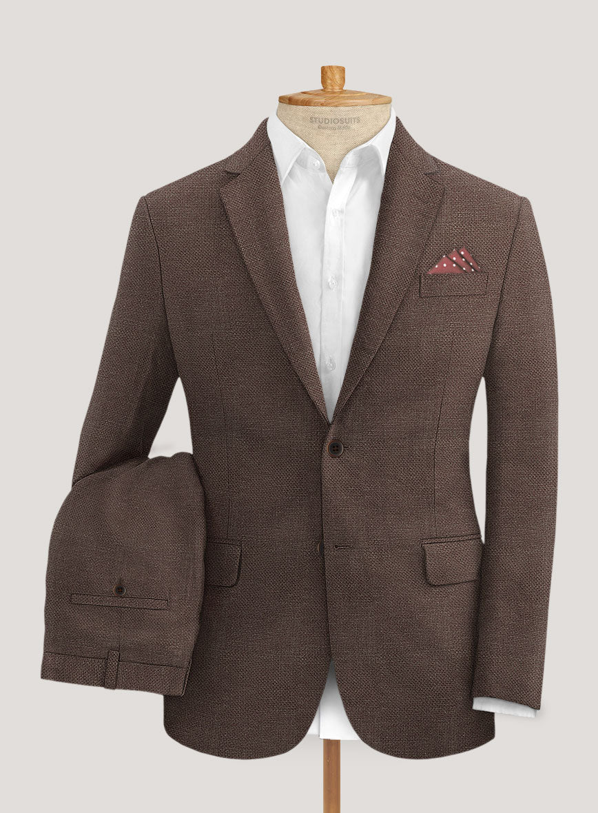 Italian Prato Brown Dobby Linen Suit - Image 2