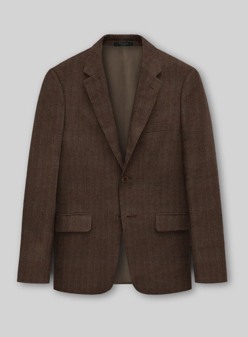 Italian Prato Brown Herringbone Linen Suit - Image 3