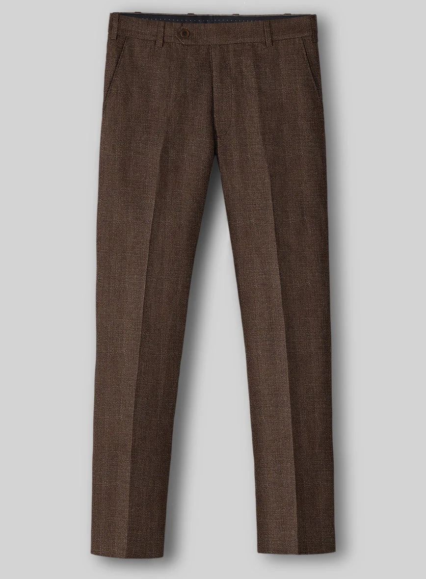Italian Prato Brown Herringbone Linen Suit - Image 6