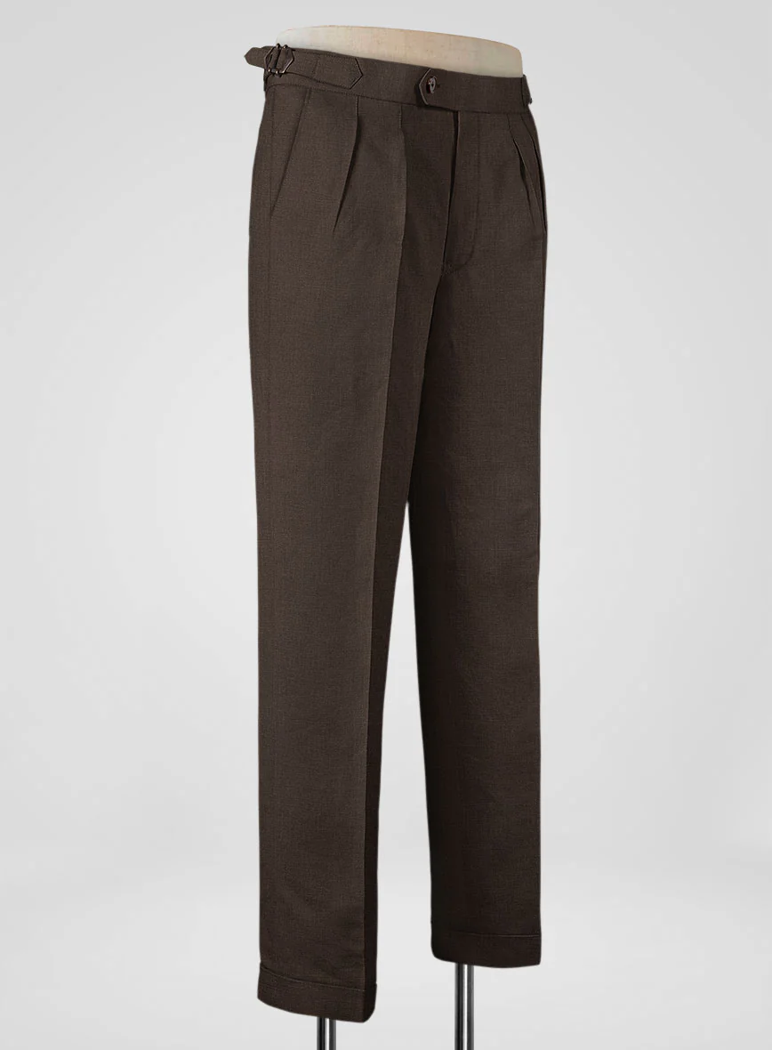 Italian Prato Brown Linen Highland Trousers - Image 2