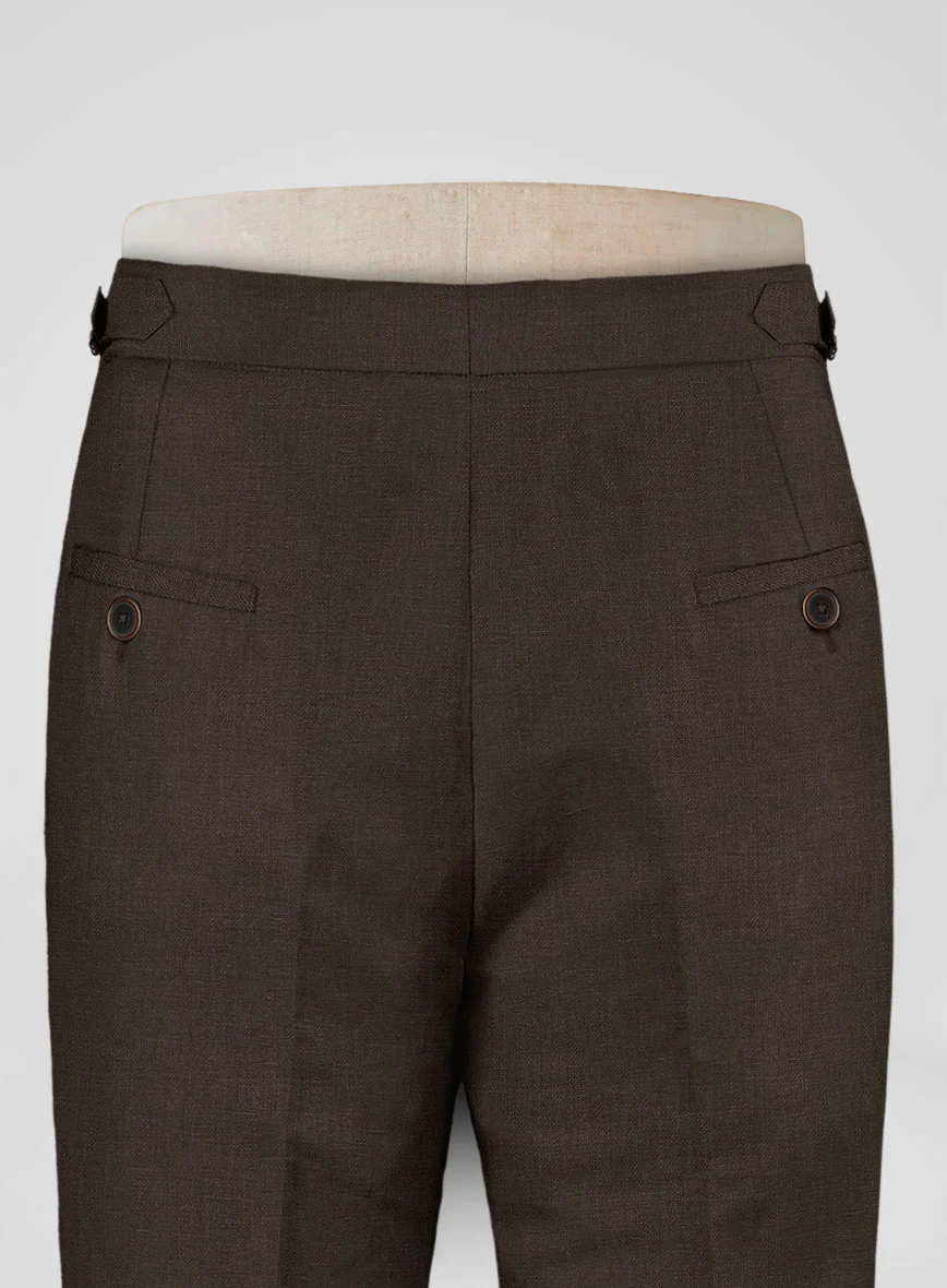 Italian Prato Brown Linen Highland Trousers - Image 4