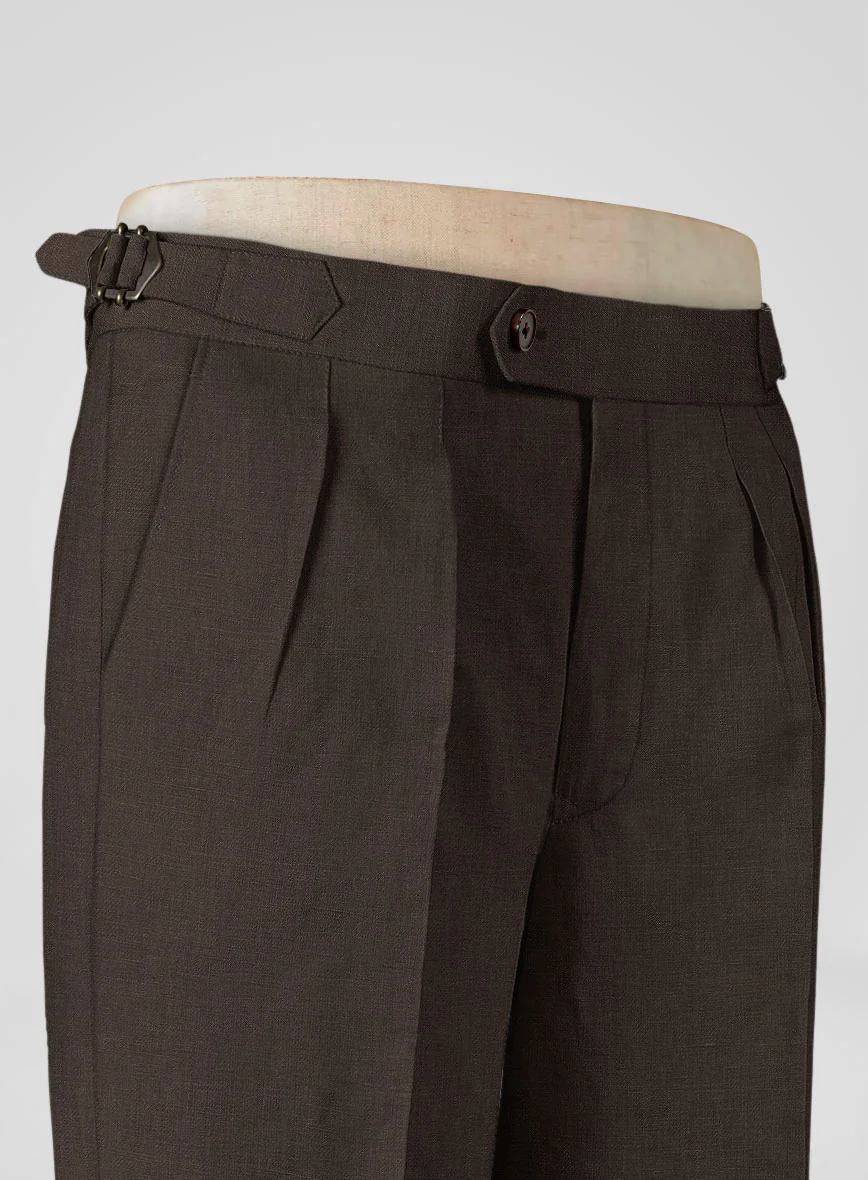 Italian Prato Brown Linen Highland Trousers - Image 5
