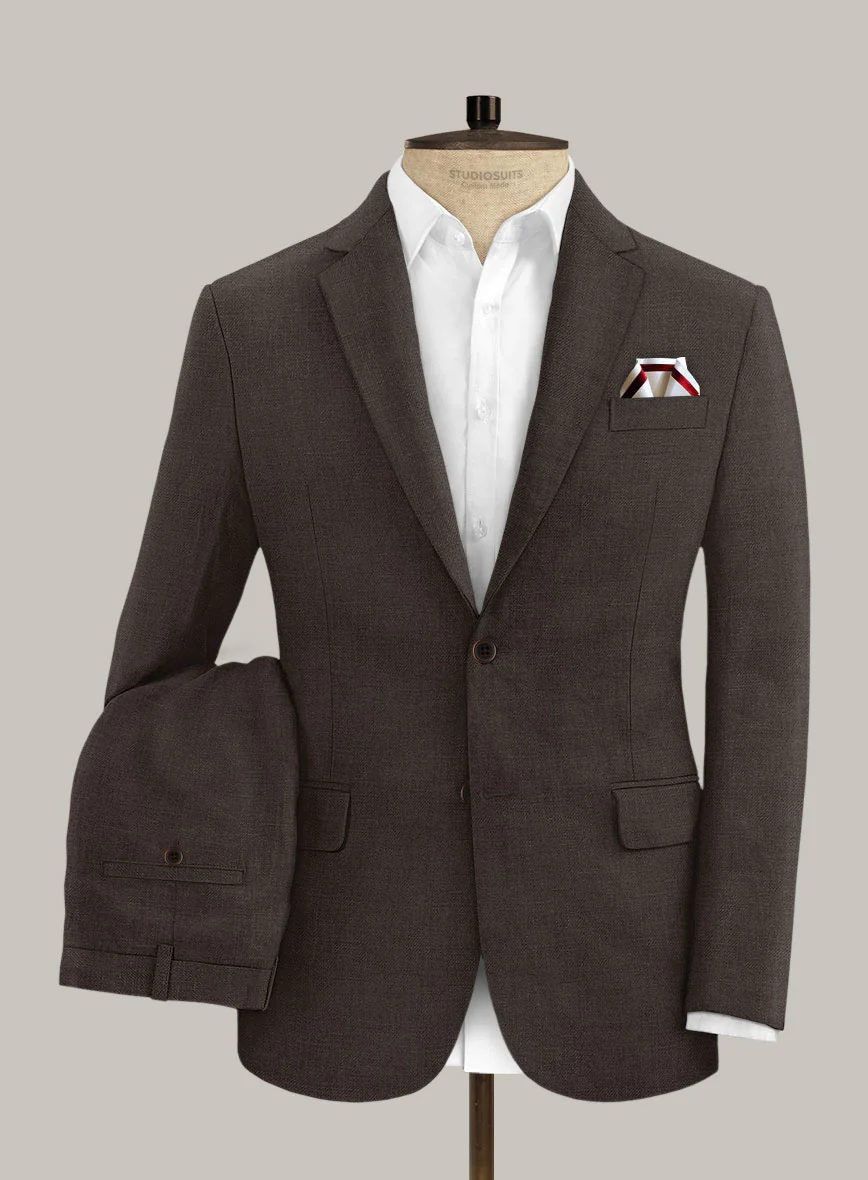Italian Prato Brown Linen Suit - Image 2