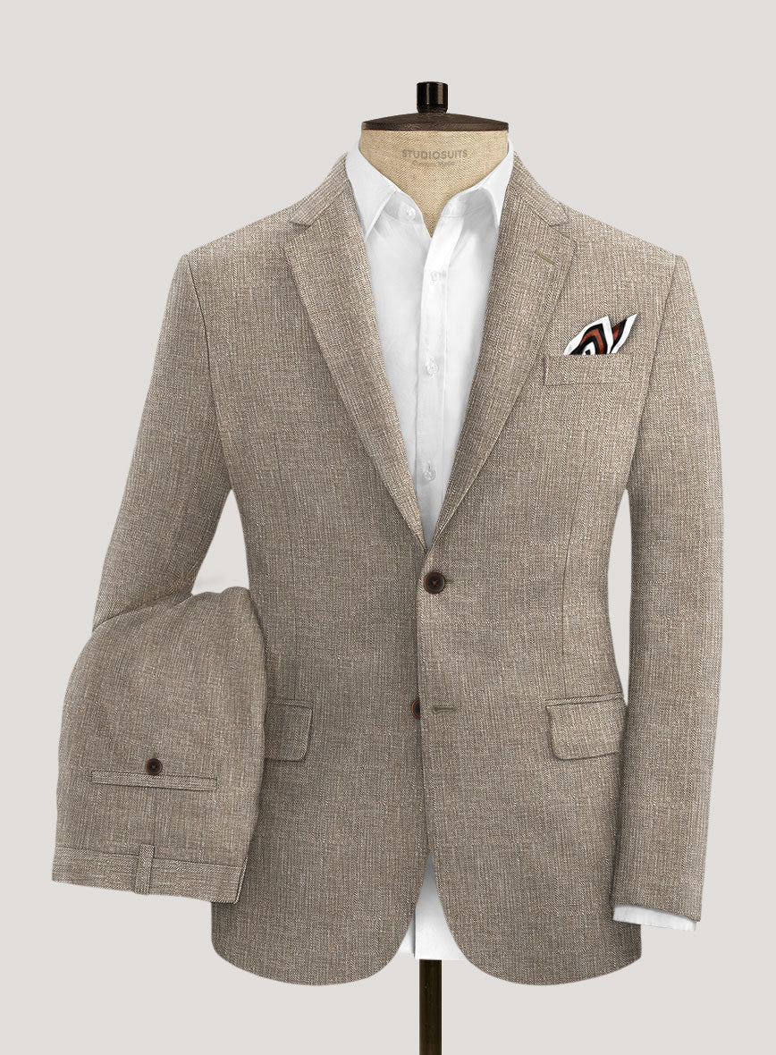 Italian Prato Brown Sharkskin Linen Suit - Image 2
