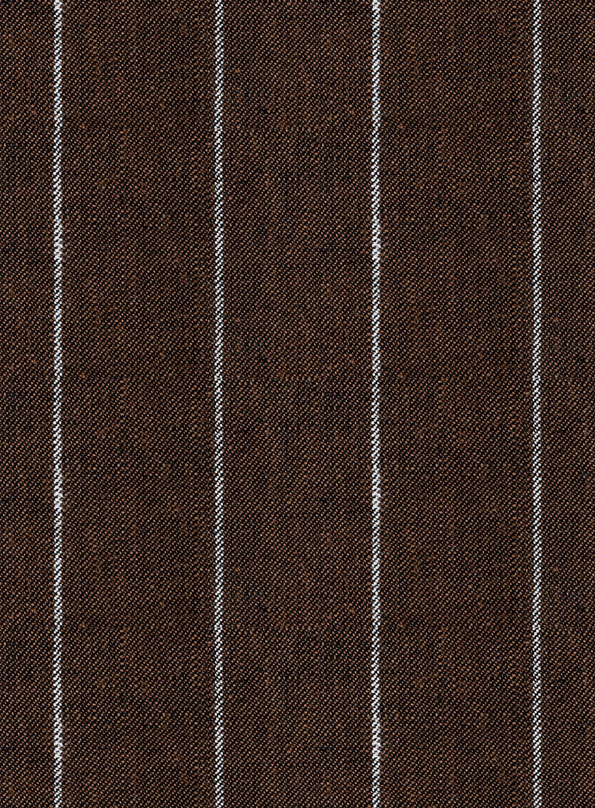Italian Prato Brown Wide Stripe Linen Suit - Image 7