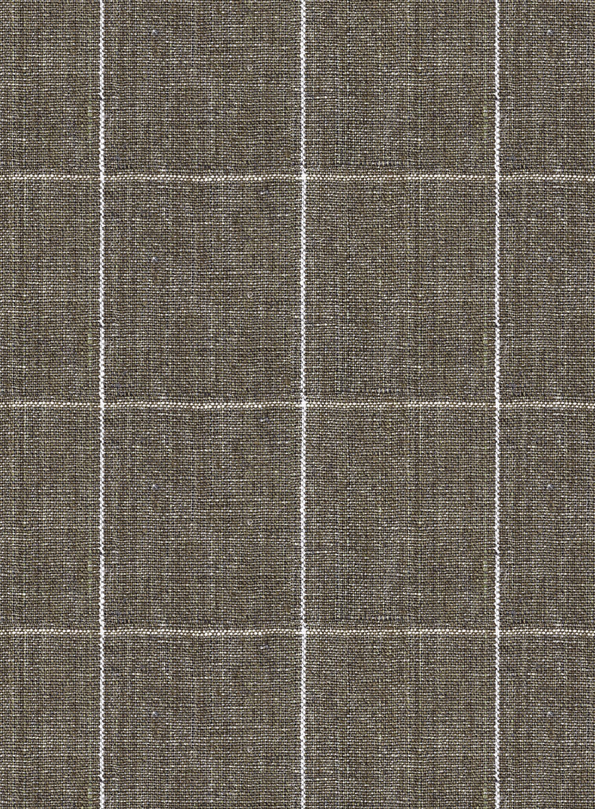 Italian Prato Brown Windowpane Linen Jacket - Image 3