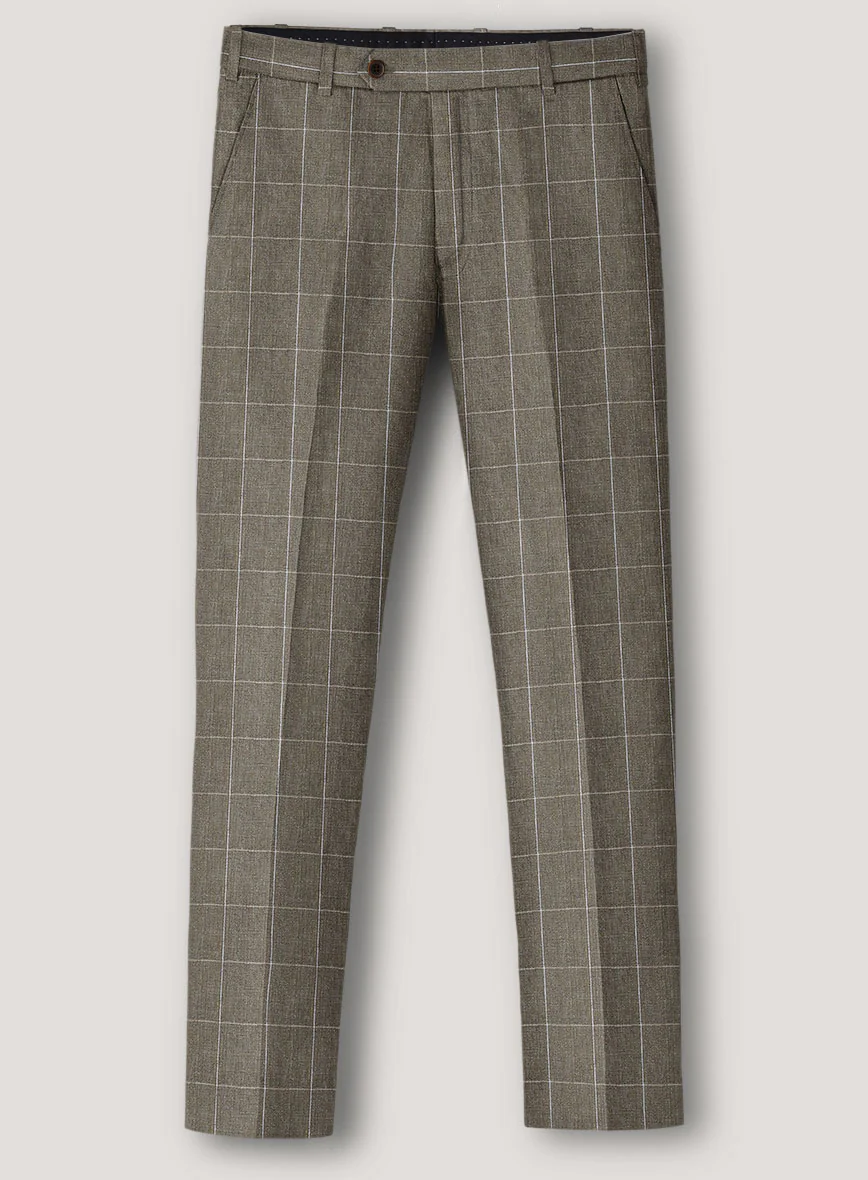 Italian Prato Brown Windowpane Linen Suit - Image 4