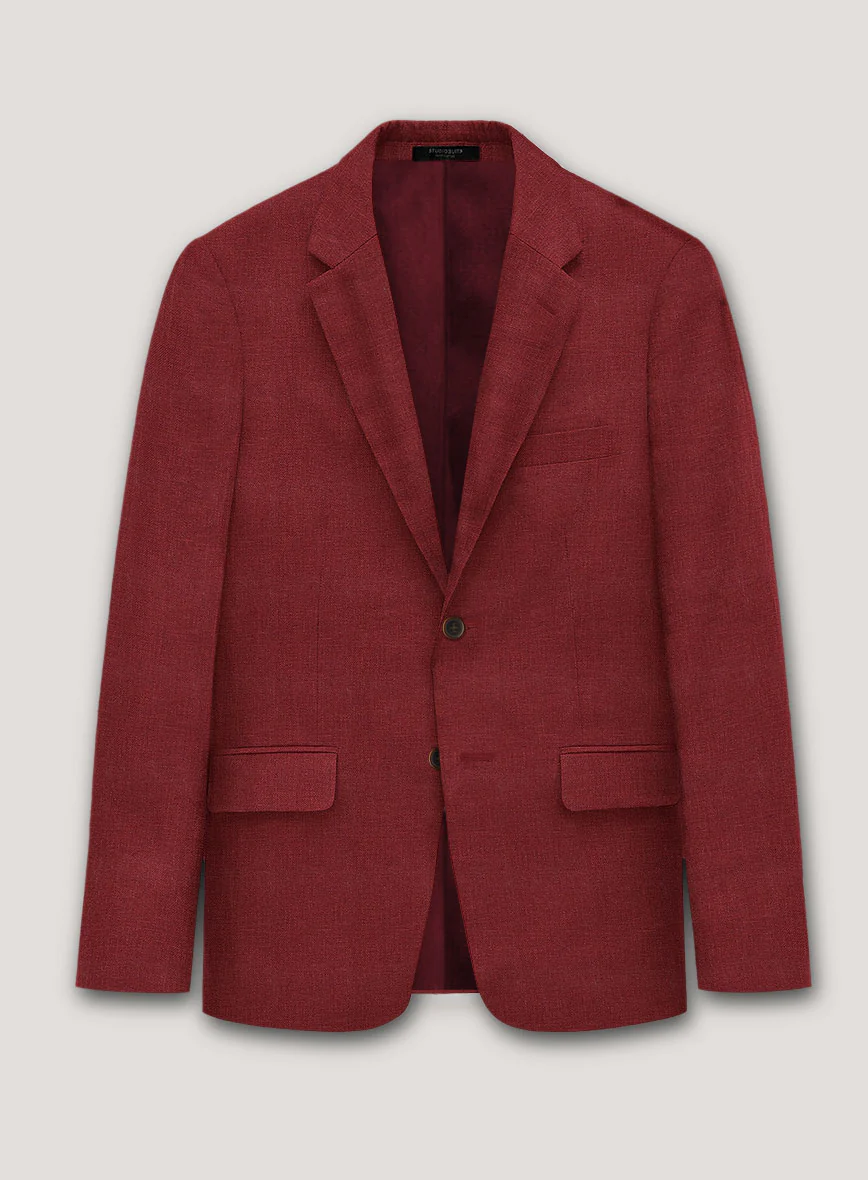 Italian Prato Burgundy Linen Suit - Image 3