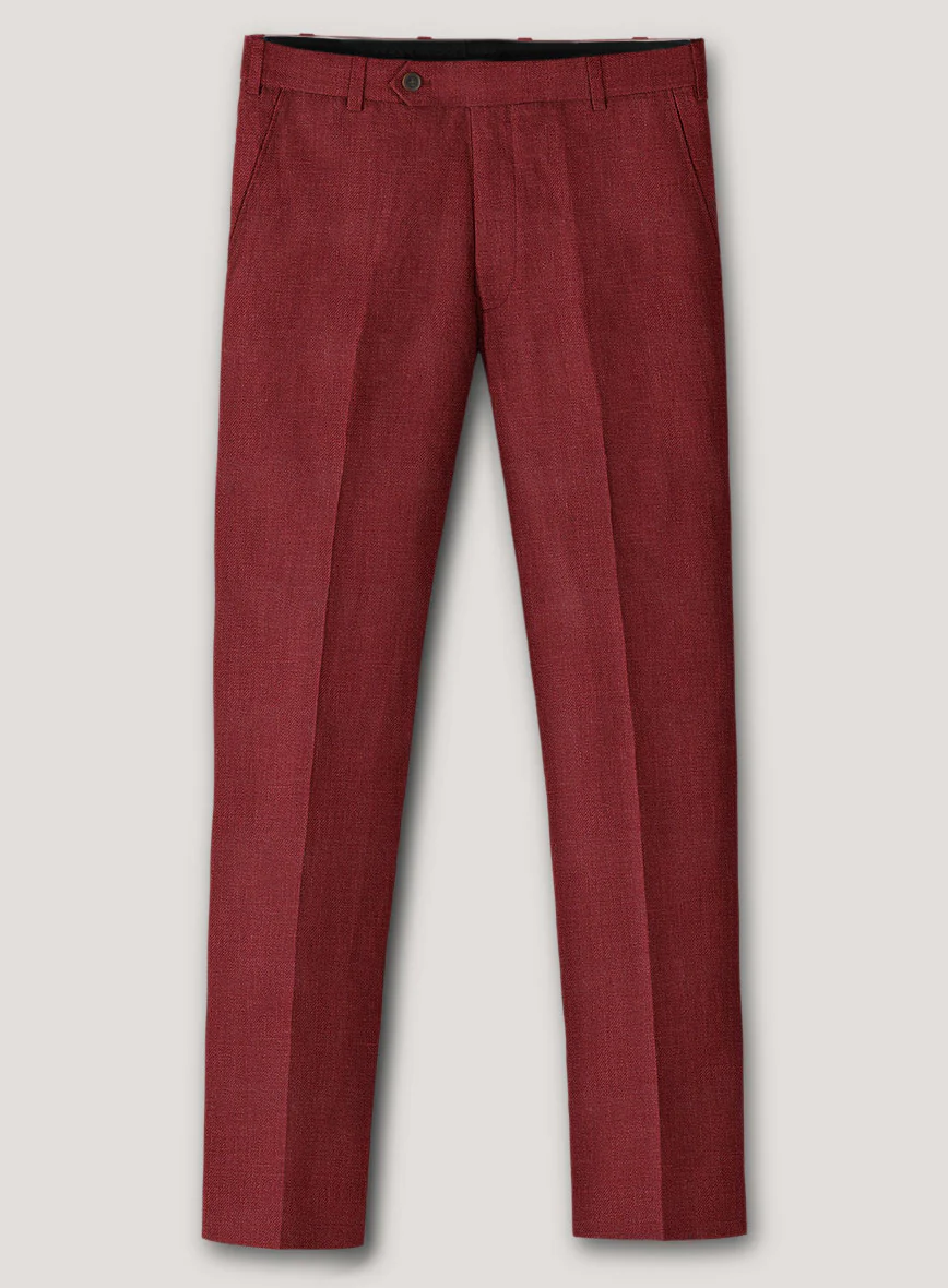 Italian Prato Burgundy Linen Suit - Image 5