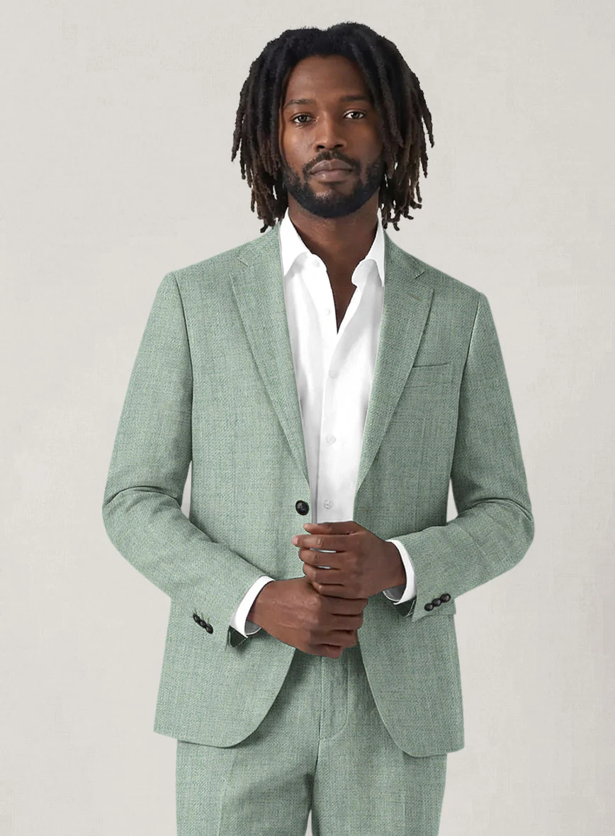Italian Prato Celadon Linen Suit - Image 3