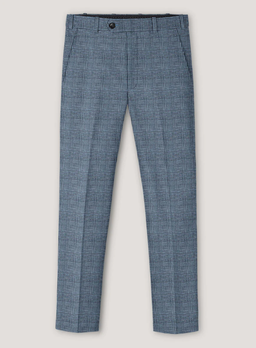 Italian Prato Cobalt Blue Check Linen Suit - Image 4