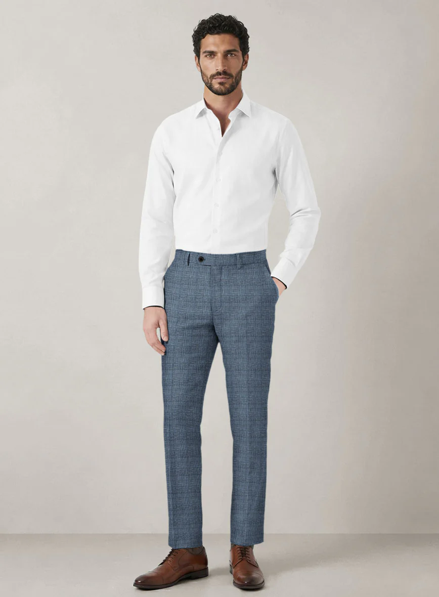 Italian Prato Cobalt Blue Check Linen Suit - Image 6