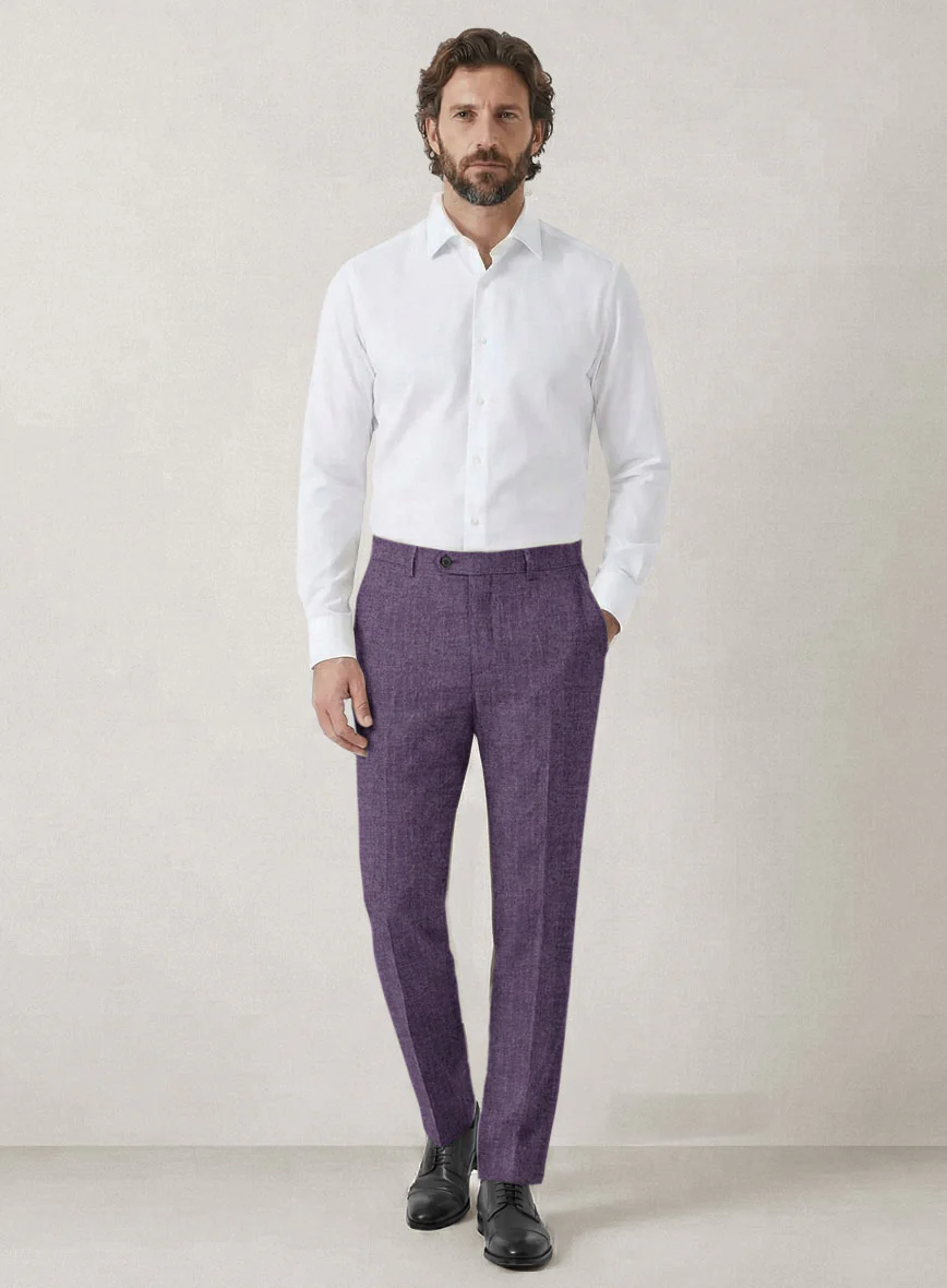 Italian Prato Damson Linen Pants - Image 3