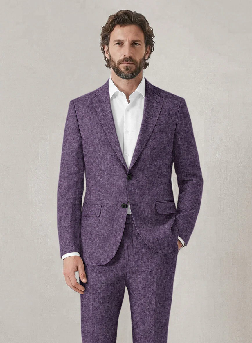 Italian Prato Damson Linen Suit - Image 3