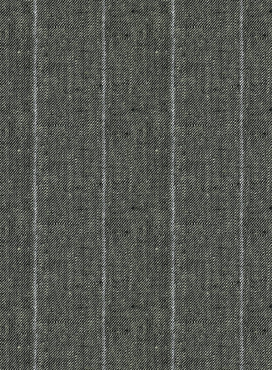 Italian Prato Deep Moss Wide Stripe Linen Pants - Image 4