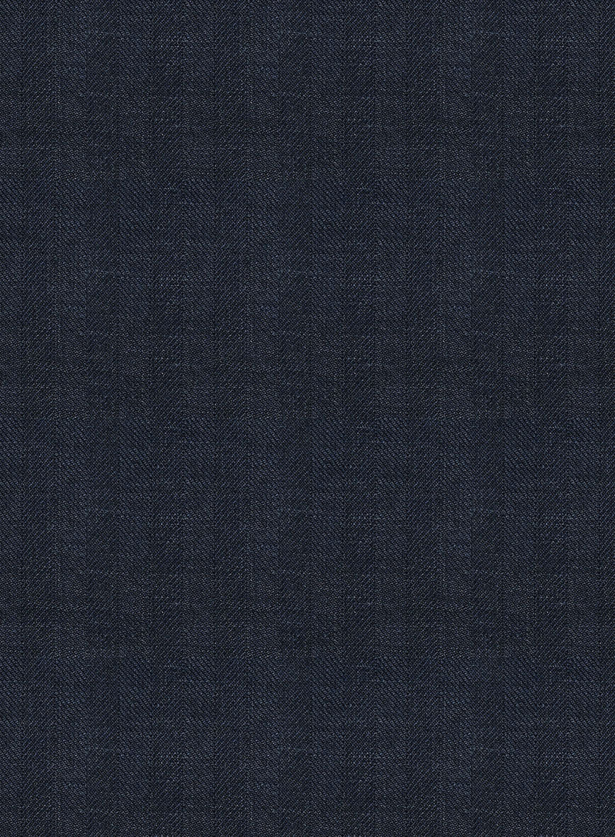 Italian Prato Diesel Blue Herringbone Linen Pants - Image 4