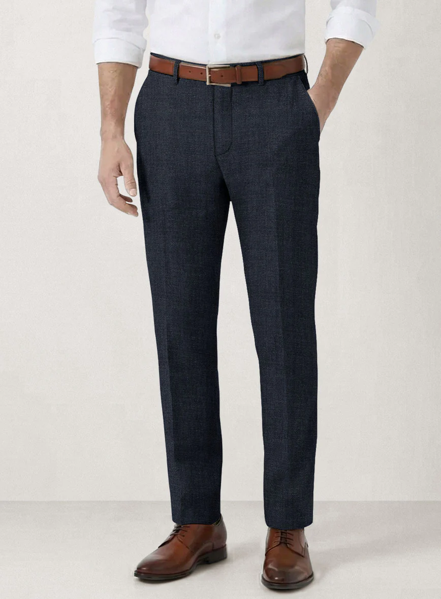 Italian Prato Diesel Blue Herringbone Linen Suit - Image 6