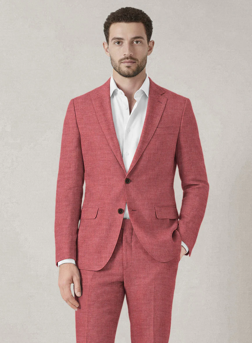 Italian Prato Dusty Rose Linen Suit - Image 3