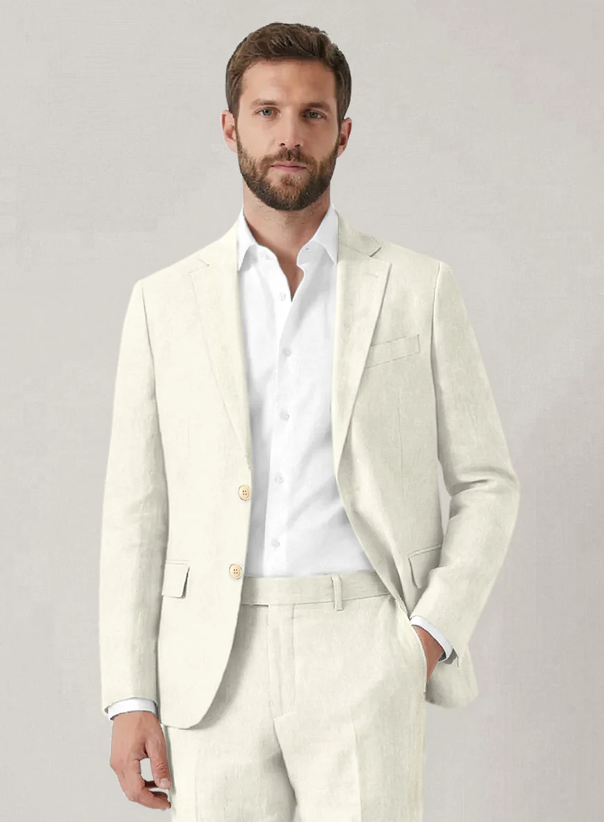 Italian Prato Fawn Linen Suit - Image 4