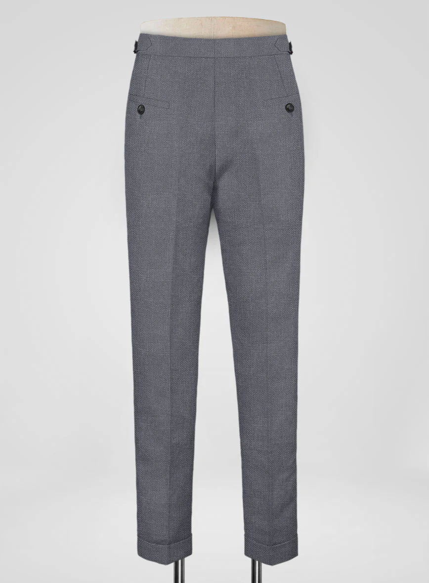 Italian Prato Gray Dobby Linen Highland Trousers - Image 3
