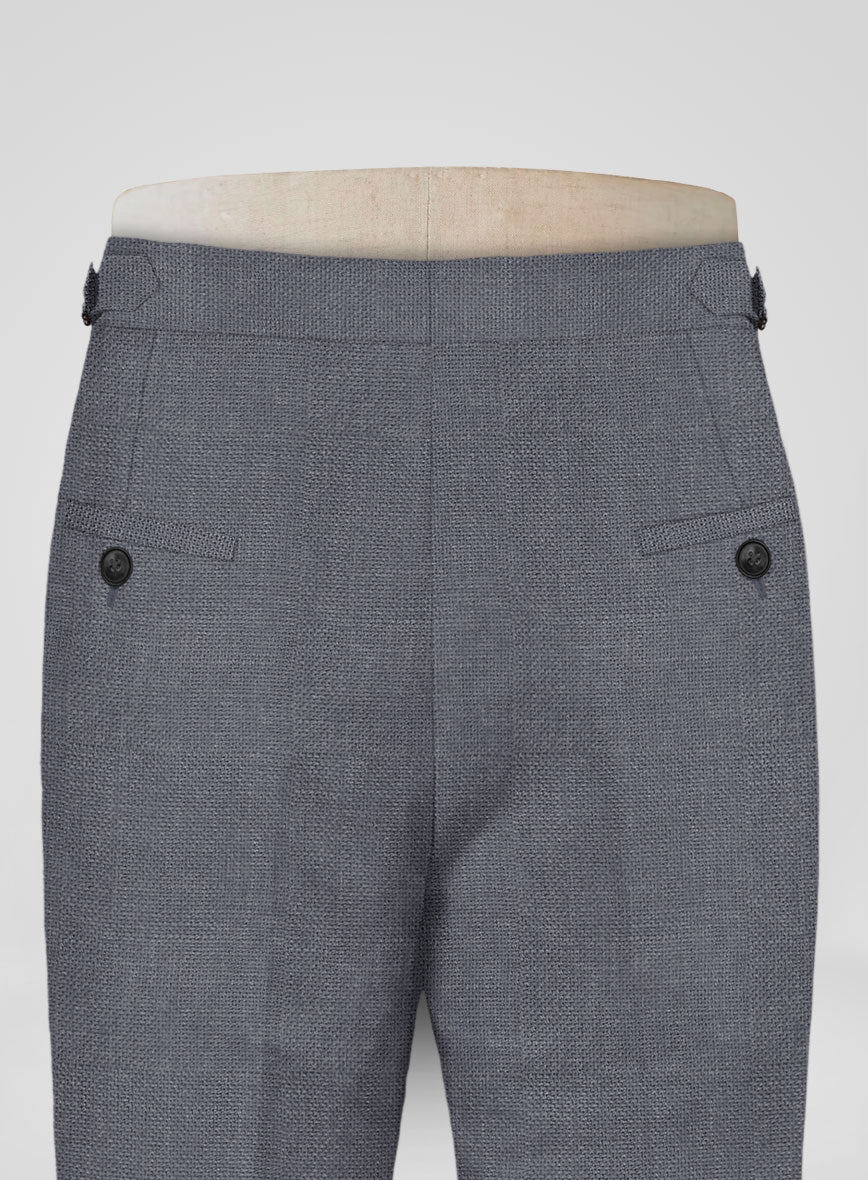 Italian Prato Gray Dobby Linen Highland Trousers - Image 6