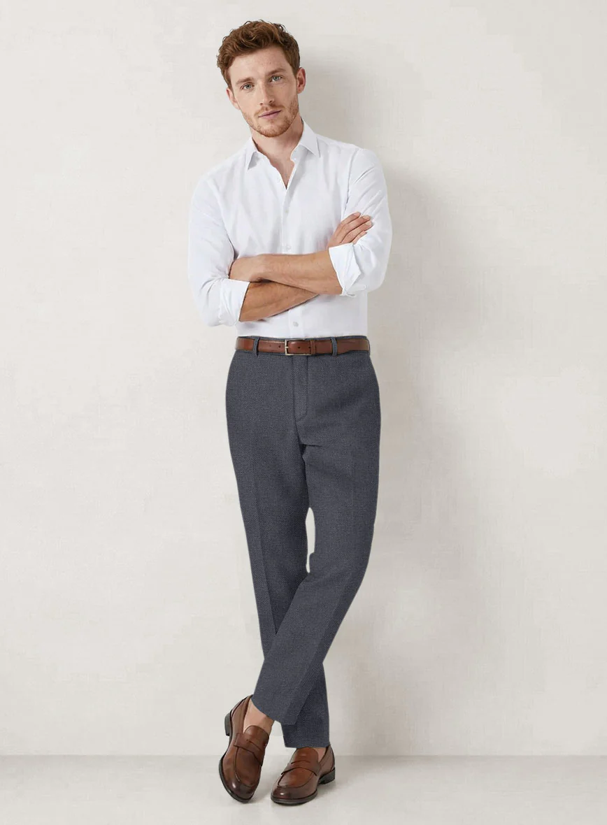 Italian Prato Gray Dobby Linen Pants - Image 3