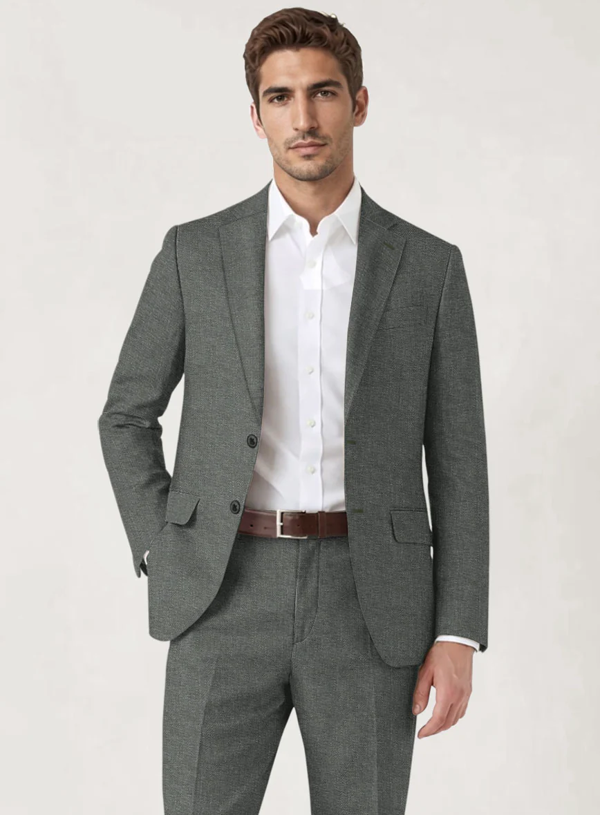 Italian Prato Gray Linen Jacket - Image 2