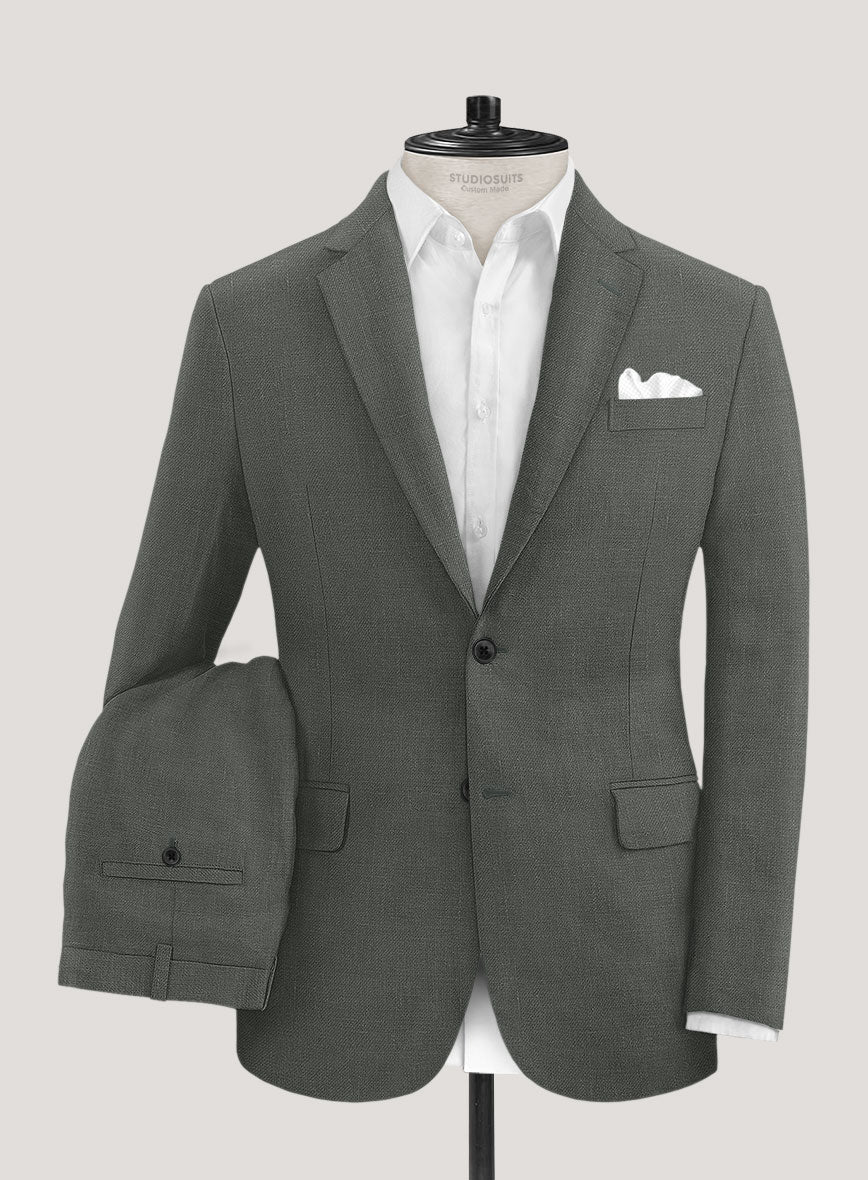 Italian Prato Gray Linen Suit - Image 2