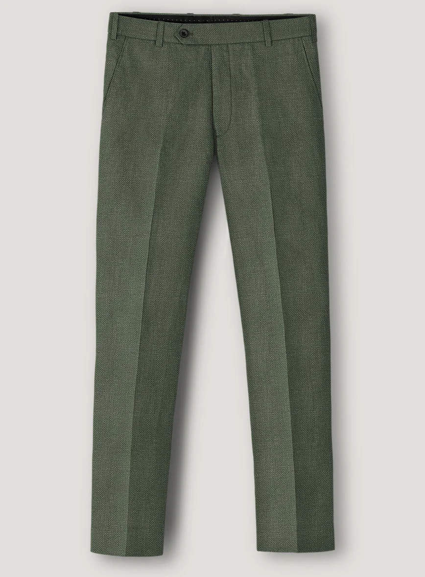 Italian Prato Green Dobby Linen Pants - Image 2