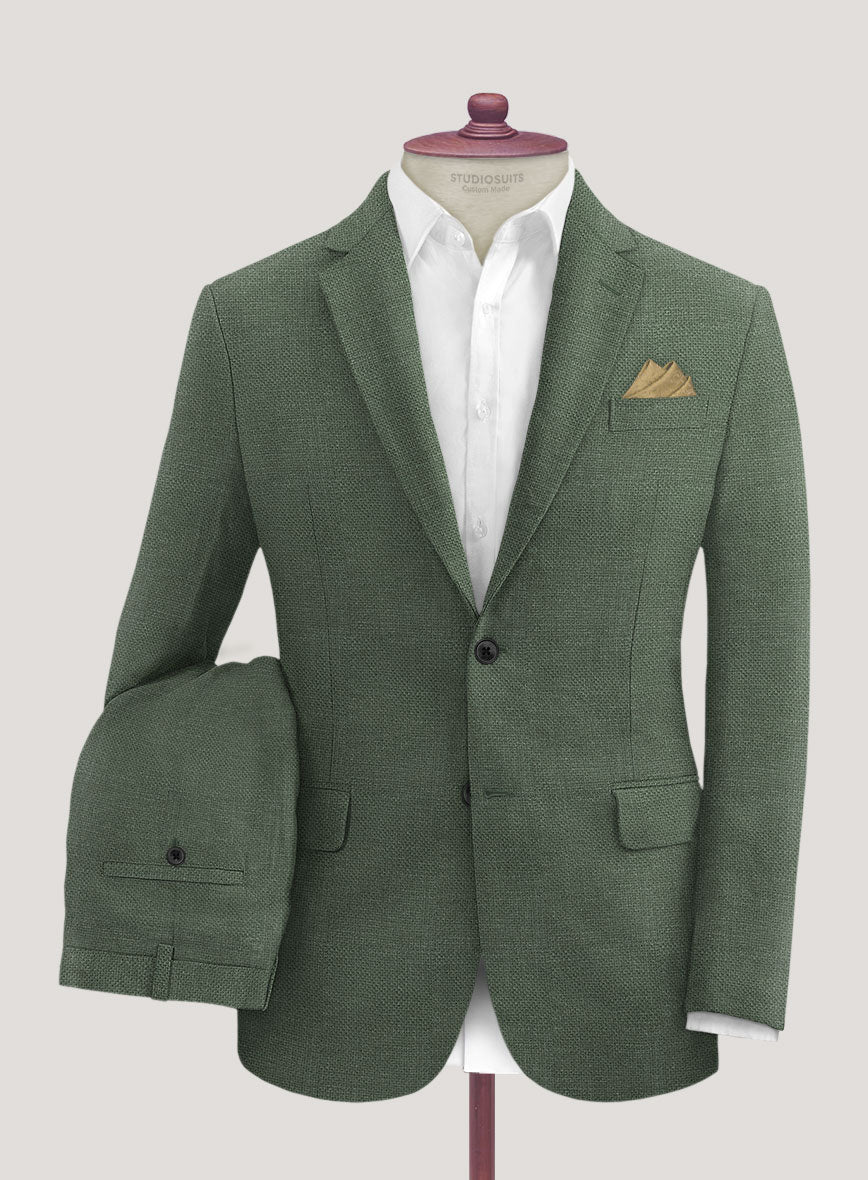 Italian Prato Green Dobby Linen Suit - Image 2