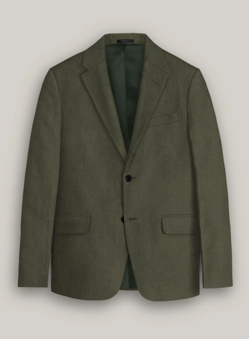 Italian Prato Green Linen Suit - Image 3