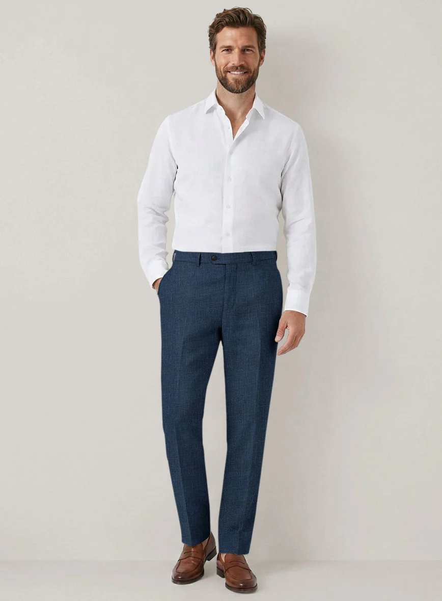 Italian Prato Indigo Blue Linen Pants - Image 3