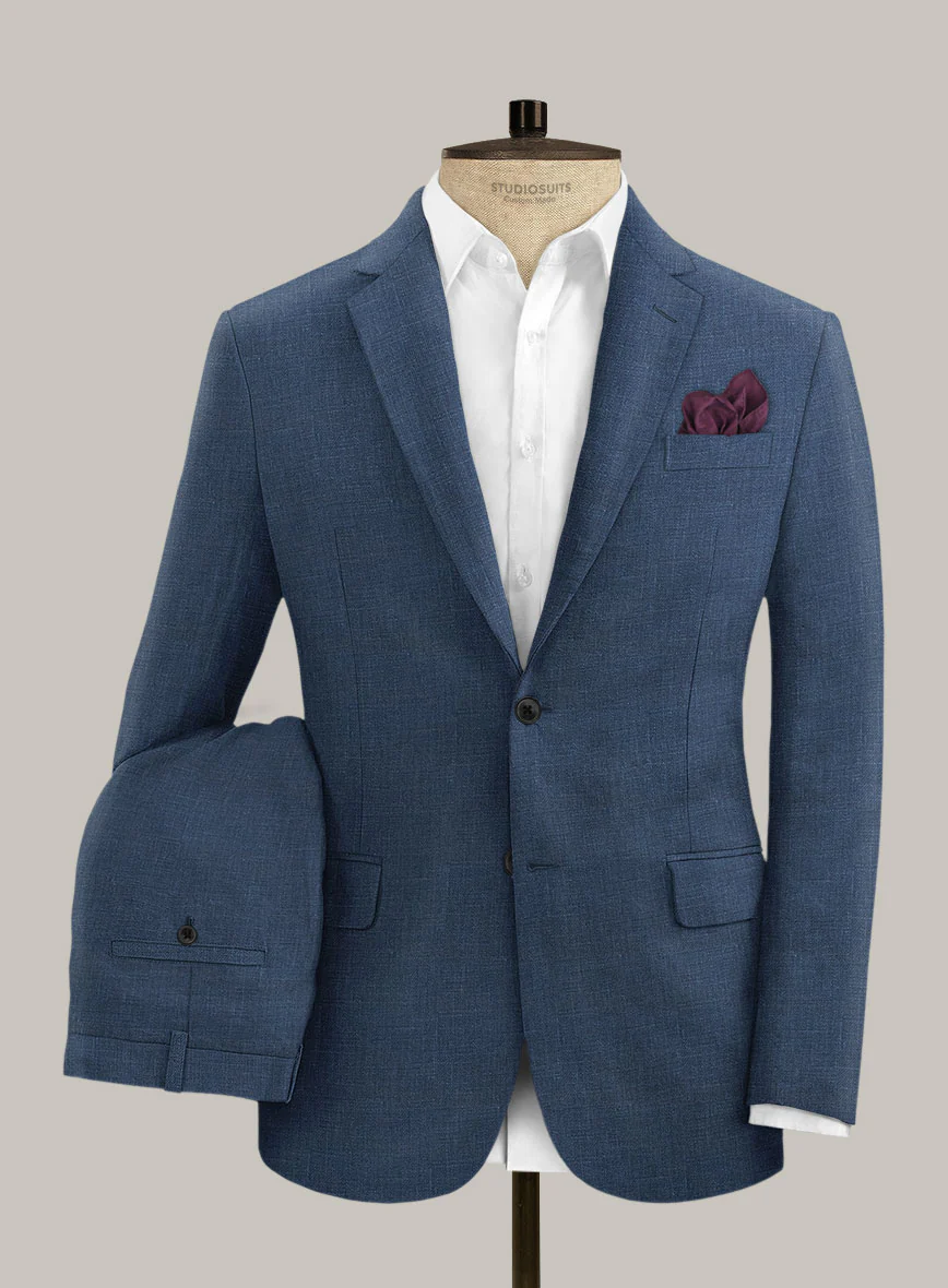 Italian Prato Indigo Blue Linen Suit - Image 2