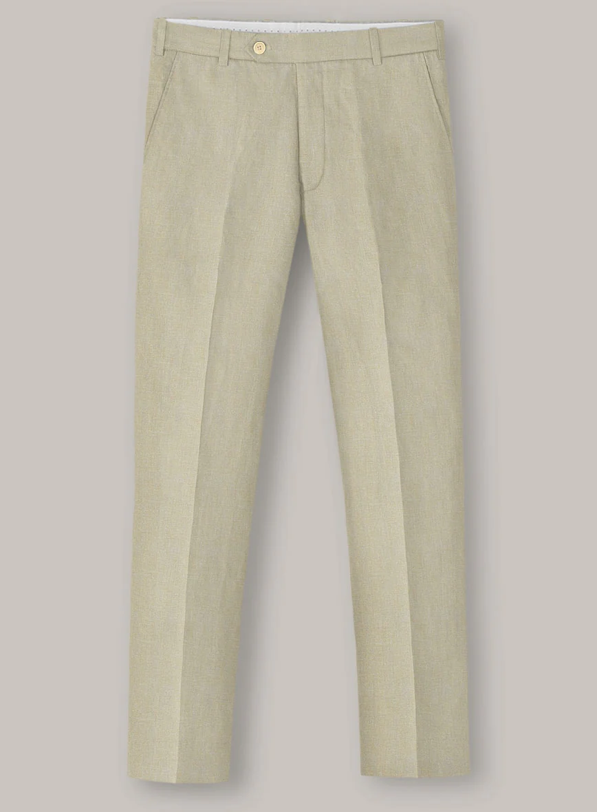 Italian Prato Khaki Linen Pants - Image 2