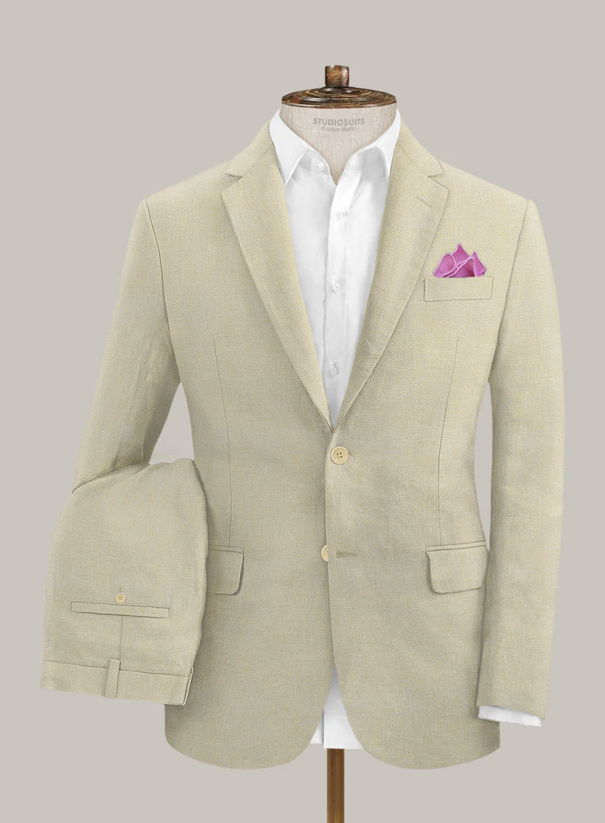 Italian Prato Khaki Linen Suit - Image 2