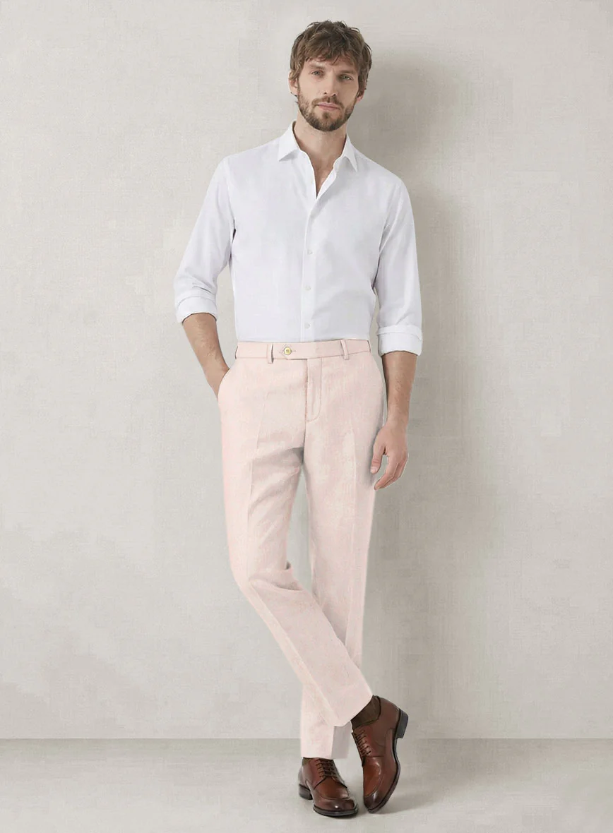Italian Prato Light Pink Linen Pants - Image 3